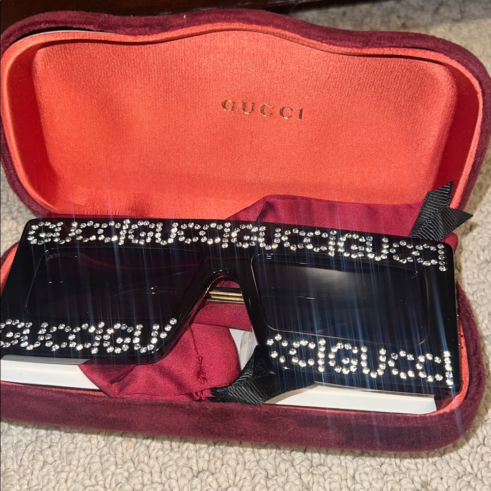 Gucci Black Sunglasses with Dazzling Crystal Details